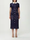 Self-portrait Self Portrait Women Lace Contrast Collar Midi Dress In Blue