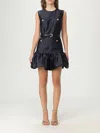 Self-portrait Crew Neck Taffeta Mini Dress With Ruffled Hem