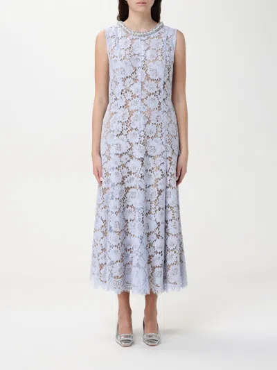 Self-portrait Blue Fine Lace Pearl Midi Dress In White
