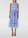 Self-portrait Abito Midi Con Cut-out In Pizzo Blu In Blau