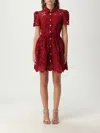 Self-portrait Womens Embroidered Collared Lace Mini Dress Burgundy