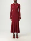 Self-portrait Button-embellished Ribbed-knit Midi Dress In Burgundy