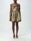 Self-portrait Metallic Fibre Fabric Mini Dress In Gold