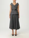 Self-portrait Grey Wool Tailored Midi Dress Clothing In Gray