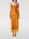 Self-portrait Satin Midi Dress With Lace-insert In Orange