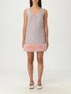 Self-portrait Embellished Fur-trimmed Dress In Pink