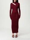 Self-portrait Midi Dress With Cut-out In Brown