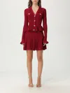 Self-portrait Self Portrait Women Burgundy Pointelle Knit Long-sleeved Mini Dress