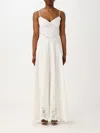 Self-portrait White Midi Dress With All-over Embroidery And Scallop Hem In Cotton Woman In White