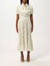 Self-portrait Satin Bow Print Midi Dress In White
