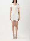 Self-portrait Knit Ruffle Mini Dress In White