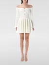 Self-portrait Off-the-shoulder Pleated Ribbed-knit Mini Dress