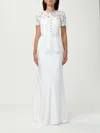 Self-portrait Womens White Contrast-satin Lace Woven Maxi Dress In White