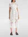 Self-portrait White Cotton Lace Button Midi Dress White In Weiss