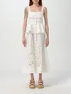 Self-portrait Cream Linen Peplum Midi Dress In Beige In White