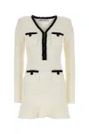 Self-portrait Beaded Knit Mini Dress In White