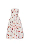 Self-portrait Strapless Belted Ruched Floral-print Taffeta Midi Dress In White