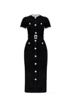Self-portrait Womens Black Crystal-embellished Lace-trim Chenille-knit Midi Dress In Black