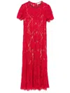 Self-portrait Lace Midi Dress With Sparkling Sequins In Rosso