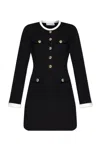 Self-portrait Short Knitted Dress With Buttons In Black