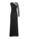 Self-portrait Self Portrait Black Rhinestone Mesh And Lace Maxi Dress In Black