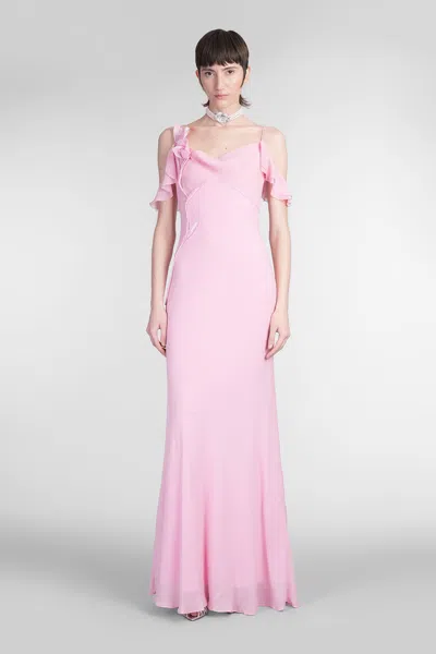 Self-portrait Dress Woman In Rose-pink Viscose