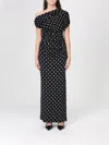 Self-portrait Polka-dot Asymmetric Maxi Dress In Black