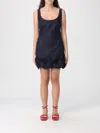 Self-portrait Short Blue Dress With Floral Applique Self Portrait In Blue