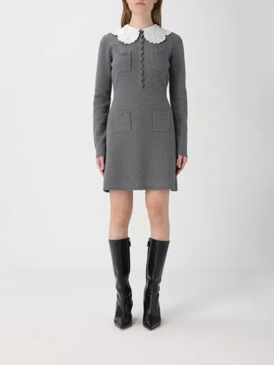 Self-portrait Grey Knit Mini Dress In Gray