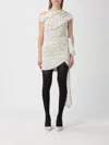 Self-portrait Tie-side Asymmetric Polka-dot Satin-crepe Mini Dress In White