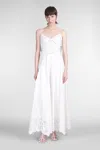 Self-portrait White Midi Dress With All-over Embroidery And Scallop Hem In Cotton Woman In White