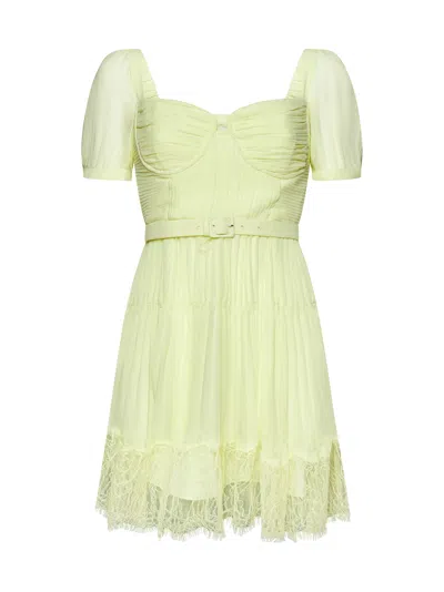 Self-portrait Lime Chiffon Mini Dress In Green