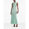 Self-portrait Mint Rhinestone Mesh Midi Dress Pf25101mg Green In Brown