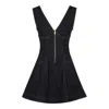 Self-portrait Navy Blue Dress With Bustier Neckline And Zip Detail