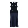 Self-portrait Self Portrait Navy Boucle Sleeveless Midi Dress