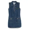 Self-portrait Self Portrait Women Denim Sleeveless Mini Dress In Blue