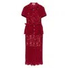 Self-portrait Bordeaux Lace Peplum Midi Dress In Burgundy