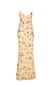 Self-portrait Self Portrait Yellow Floral Rhinestone Maxi Dress In Neutral