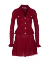Self-portrait Self Portrait Women Burgundy Pointelle Knit Long-sleeved Mini Dress In Red