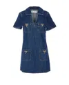 Self-portrait Crystal Bow Mini Denim Dress