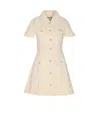 Self-portrait Structured Beige Dress With Classic Collar And Flap Pockets In Neutral
