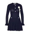 Self-portrait Self Portrait Women Perforated Knit Short Dress With Removable Lace Brooch In Blue