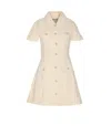 Self-portrait Structured Beige Dress With Classic Collar And Flap Pockets In Neutral