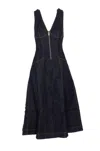 Self-portrait V-neck Denim Midi Dresses In Blue