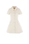 Self-portrait Structured Beige Dress With Classic Collar And Flap Pockets In Neutral
