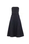 Self-portrait Indigo Denim Bandeau Midi Dress Dresses Blue In Black