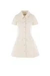 Self-portrait Structured Beige Dress With Classic Collar And Flap Pockets In Neutral