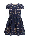 Self-portrait Blue Cotton Poplin Mini Dress With Bow Motif In Blue