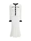 Self-portrait Pointelle Knit Contrast Midi Dress In White