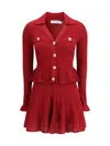 Self-portrait Self Portrait Women Burgundy Pointelle Knit Long-sleeved Mini Dress In Red